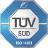 Das TÜV SÜD-Logo, das die Einhaltung der ISO 14001-Standards für Umweltmanagement darstellt.