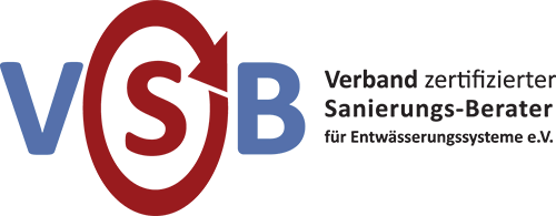 Logo des Verbands zertifizierter Sanierungs-Berater e.V. mit blauem V und B sowie rotem S in einer ovalen Form.