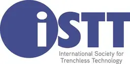 Logo der ISTT, International Society of Trenchless Technology, in Blau und Grau