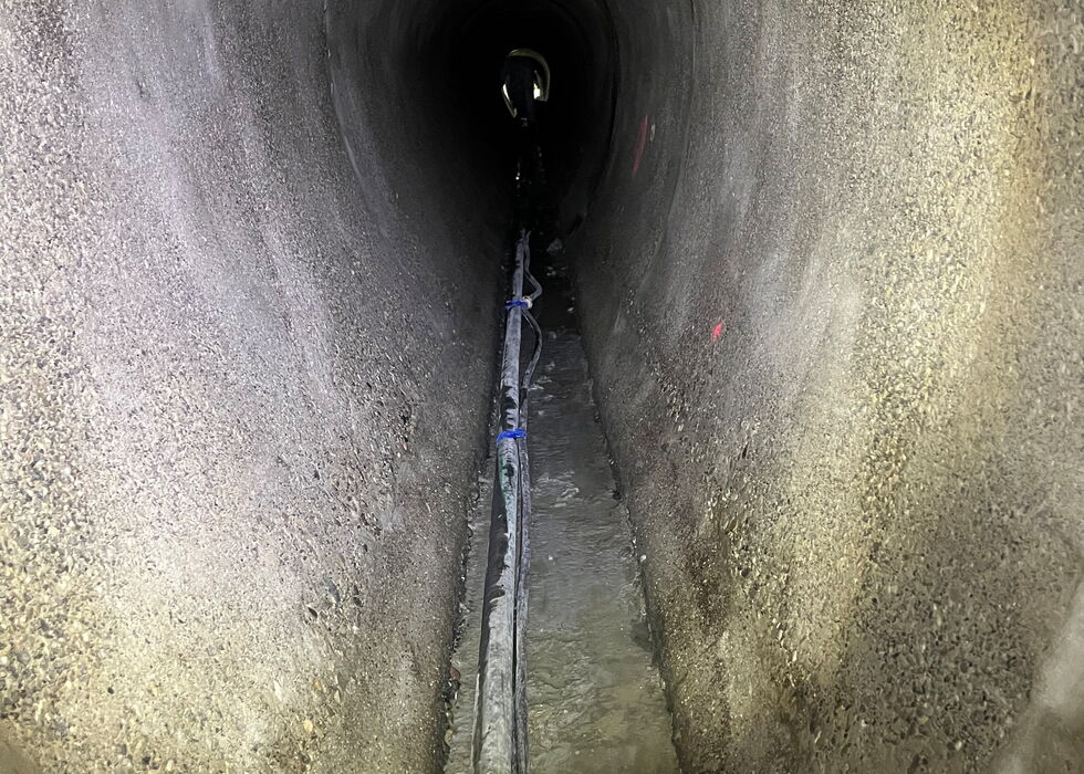 View of the bottom of the storm sewer, restored using Quad Flow.