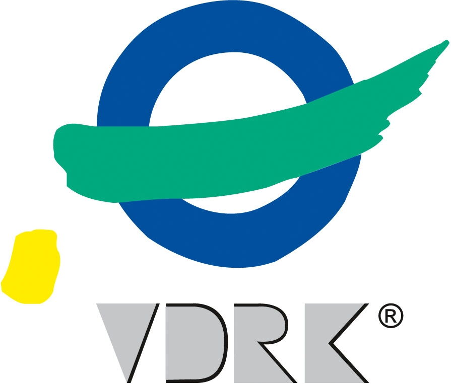 Logo mit blauem Ring und grünem Schwung über dem Schriftzug VDRK.