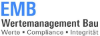 Logo von EMB Wertemanagement Bau, betont Werte: Werte, Compliance, Integrität.